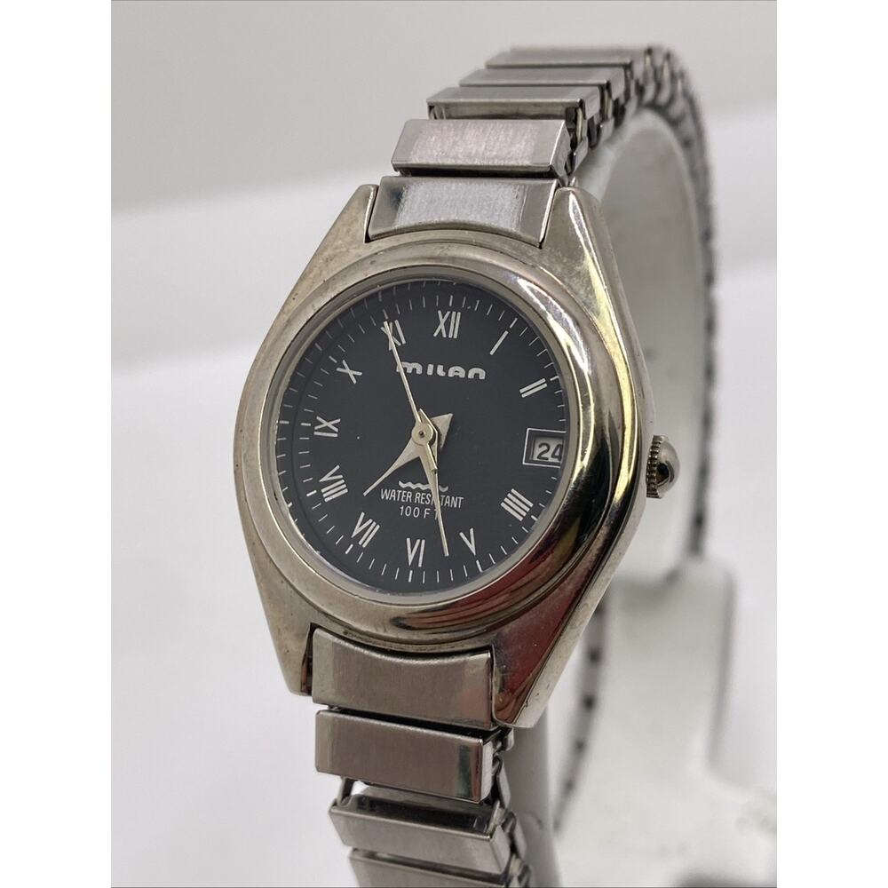 Milan Vintage Womens Silver Watch New Battery Stretch
